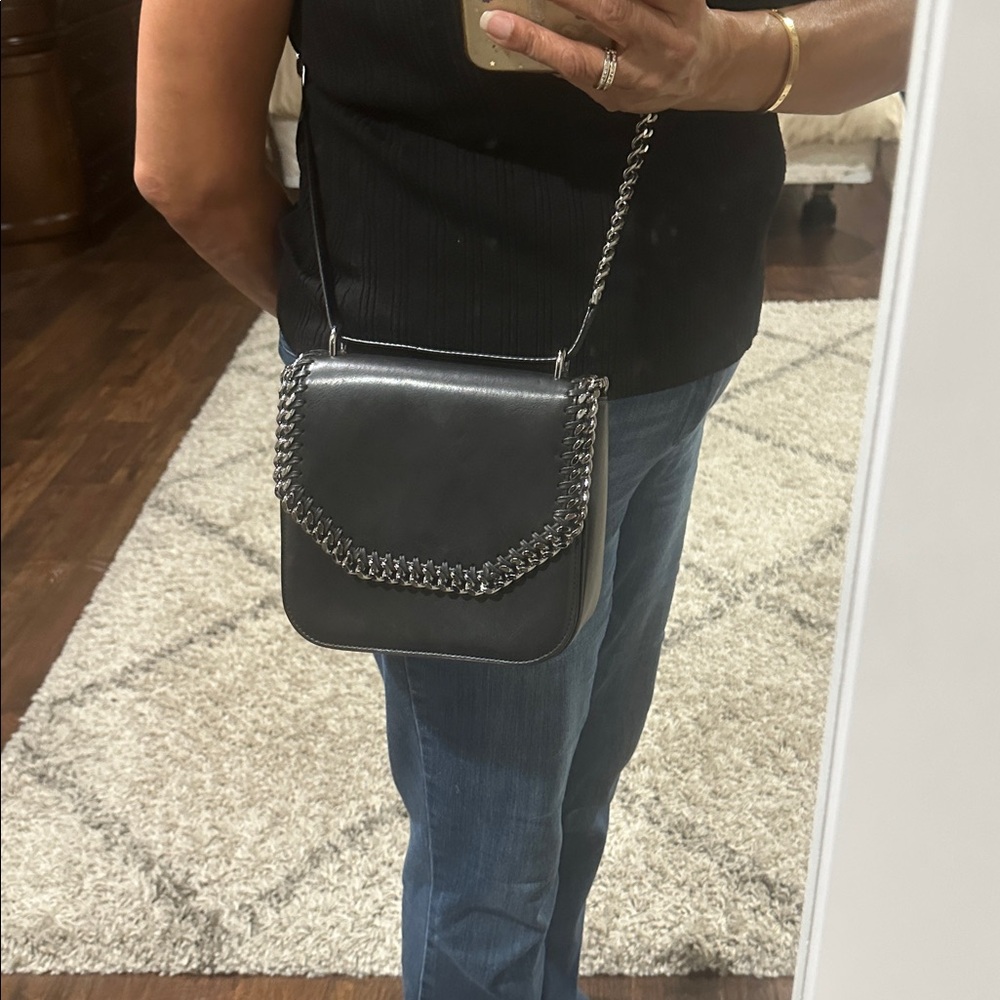 Stella, McCartney Chic Silver Chain-Crossbody Shoulder Bag